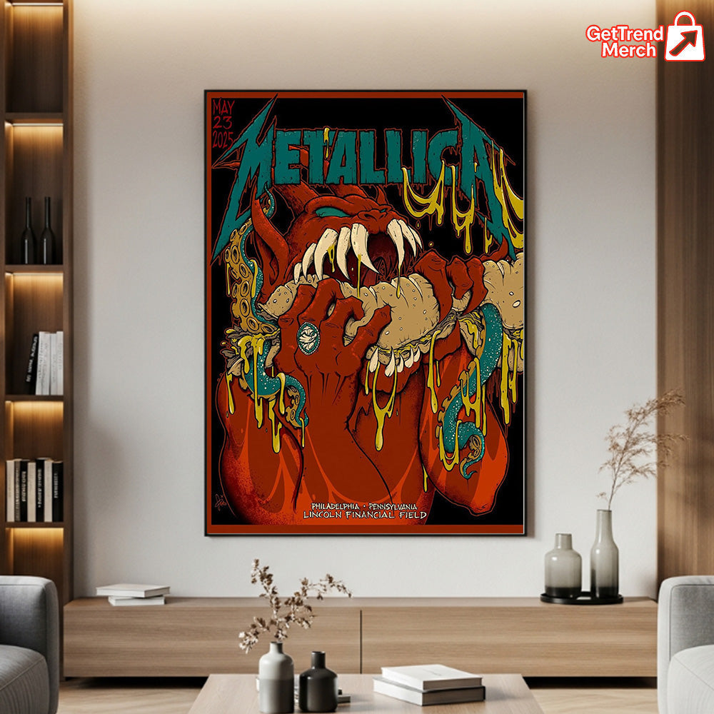 Metallica M72 World Tour May 23, 2025 Philadelphia, PA Lincoln Financial Field – Devil Hot Dog Snake Poster Canvas Wall Art - Get Trend Merch